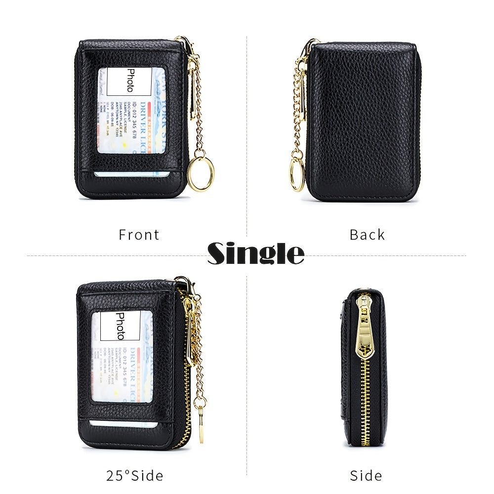 women rfid credit card holder wallet keychain id window