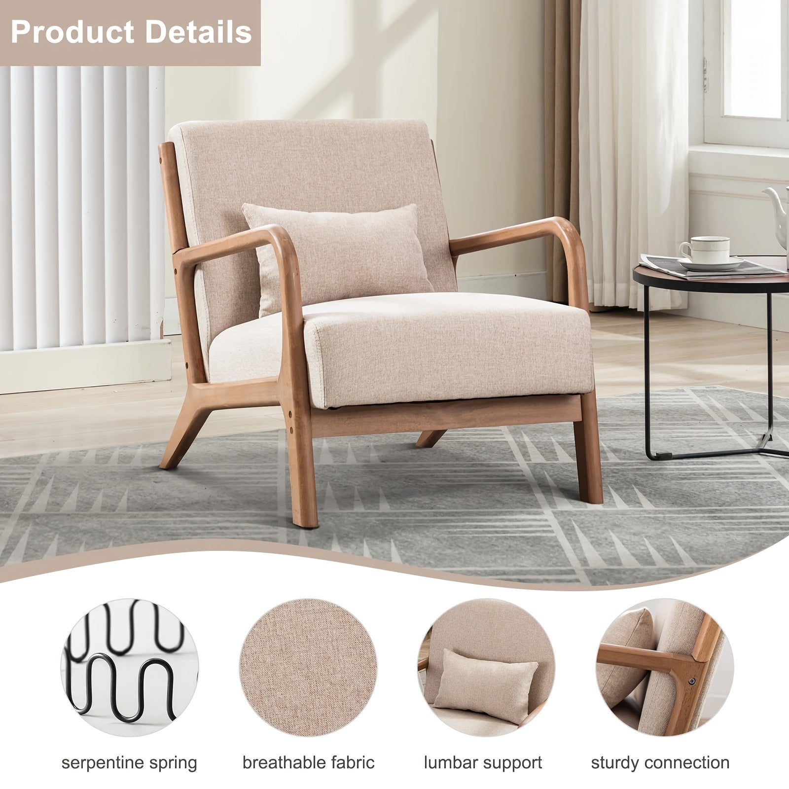 century modern accent chair linen fabric upholstered