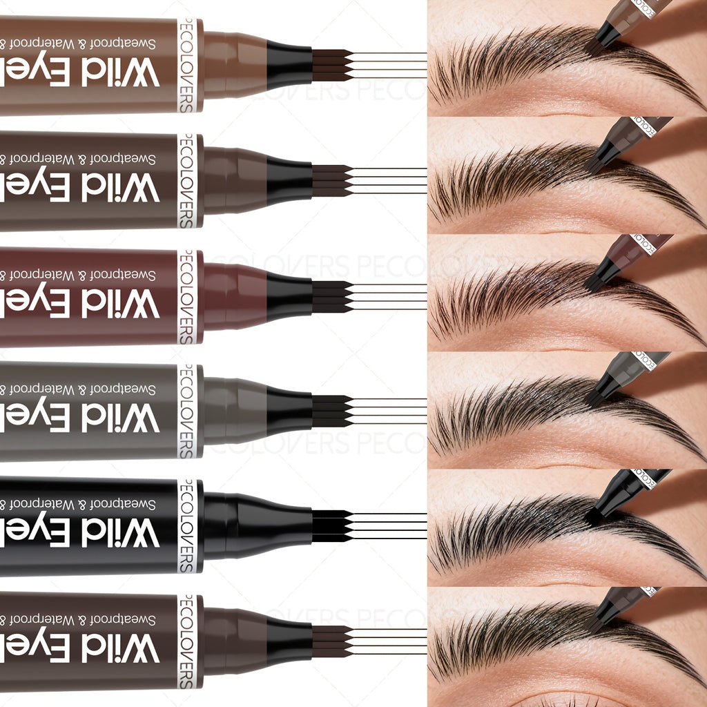 1pc waterproof eyebrow pen 6 colors featuring a 4 fork tip