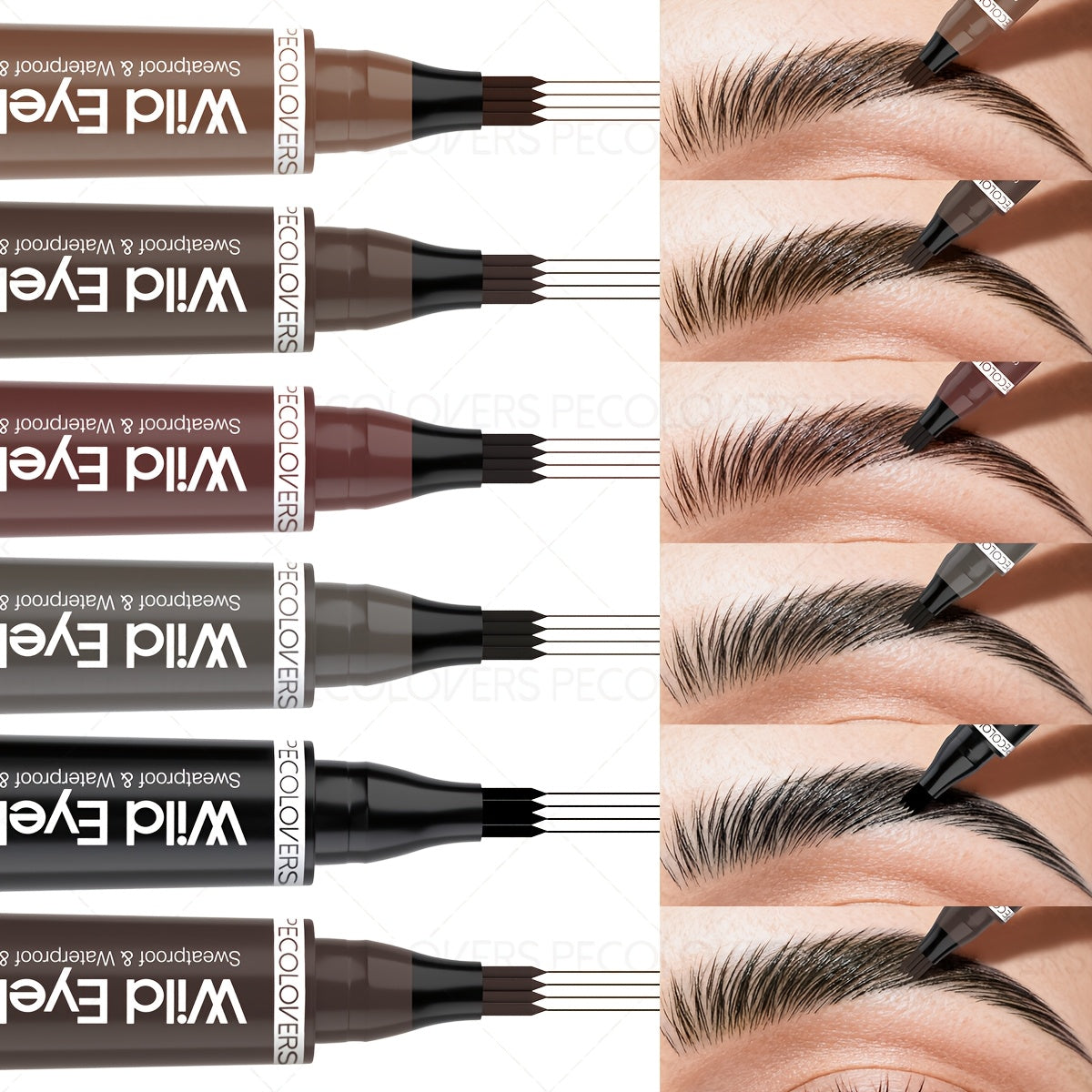 1pc waterproof eyebrow pen 6 colors featuring a 4 fork tip