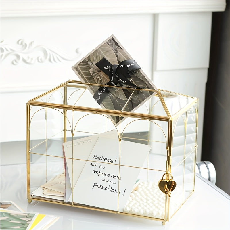 golden glass card box lock slots   inches   25 9cm