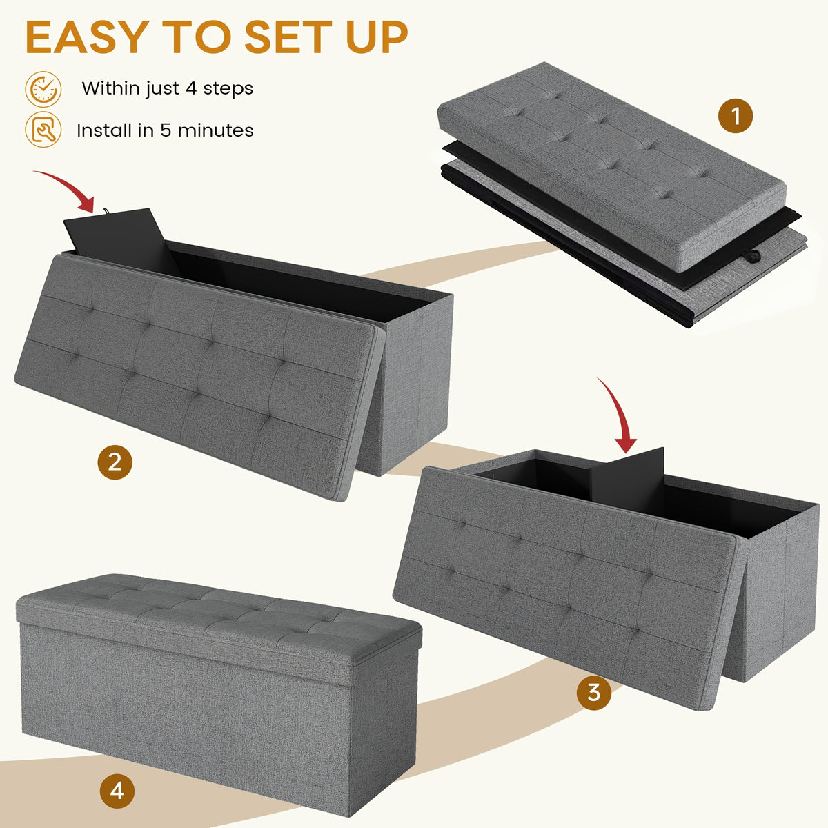 leather linen   storage bench padded   storage