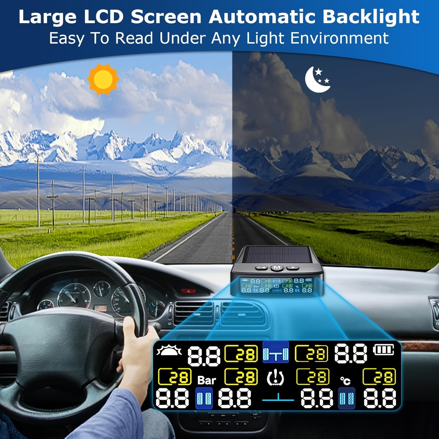 6 wheel tire pressure monitoring system solar charging tire