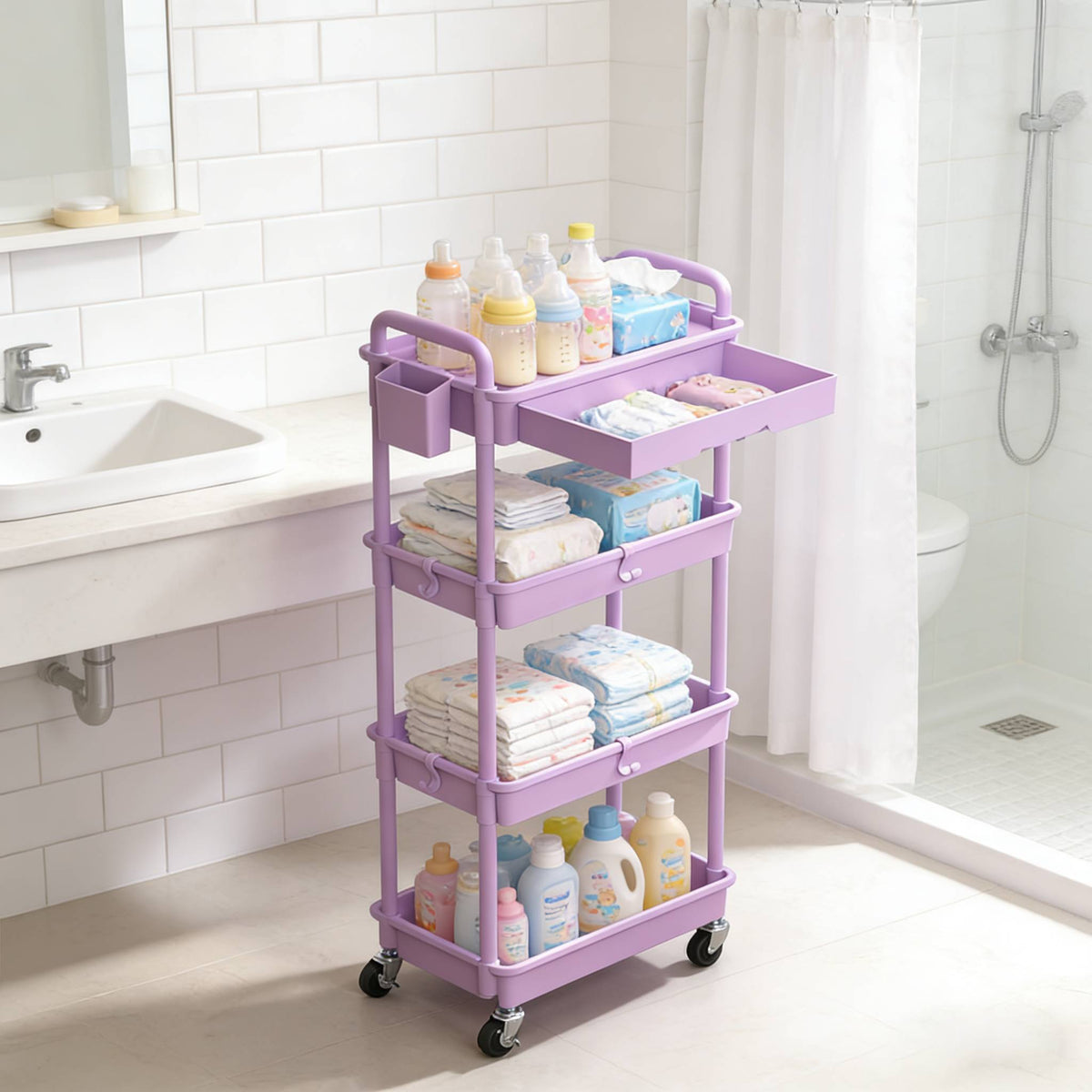 3 4   storage cart nursery space saving organizer