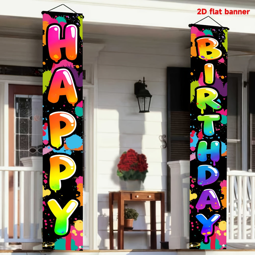 2d flat 2d flat 2d flat banner 2pcs colorful splash ink wind