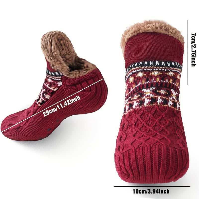 1 pair mens sherpa fluffy warm winter socks slippers non