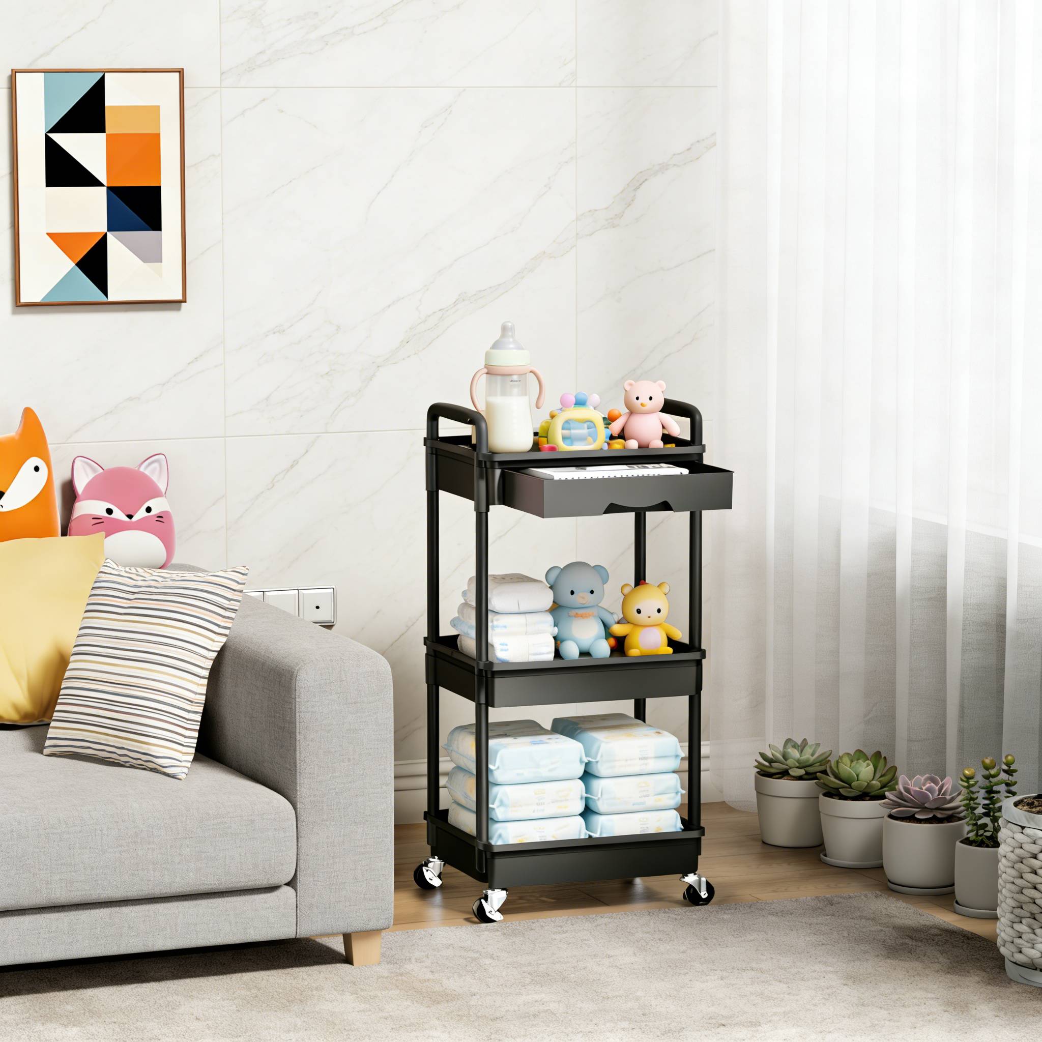 3 4   storage cart nursery space saving organizer