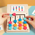 wooden color puzzle enhance   focus hand eye