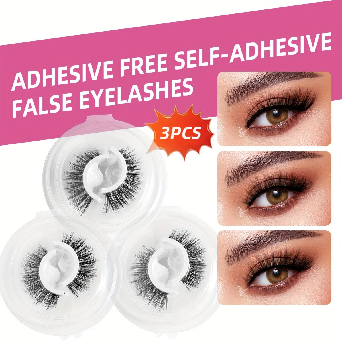 3 pairs reusable self   false eyelashes wearing tools