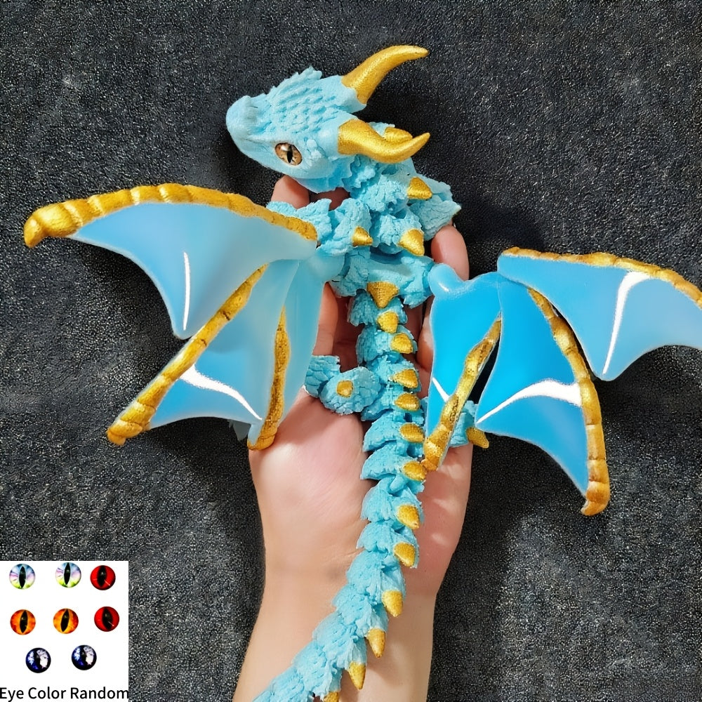 3d printed dual horned dragon statue flexi wings