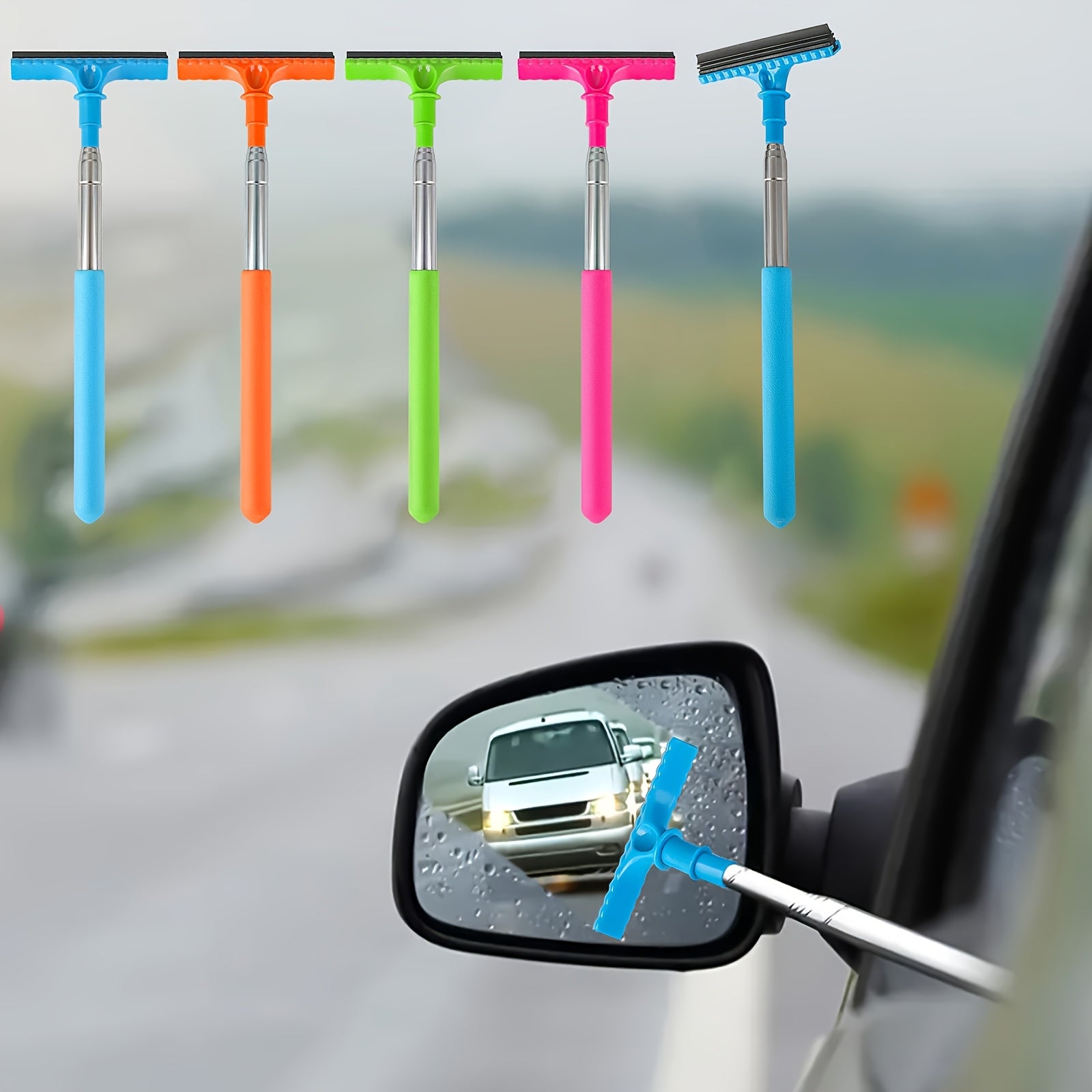 1pc handheld telescopic car brush portable rearview mirror