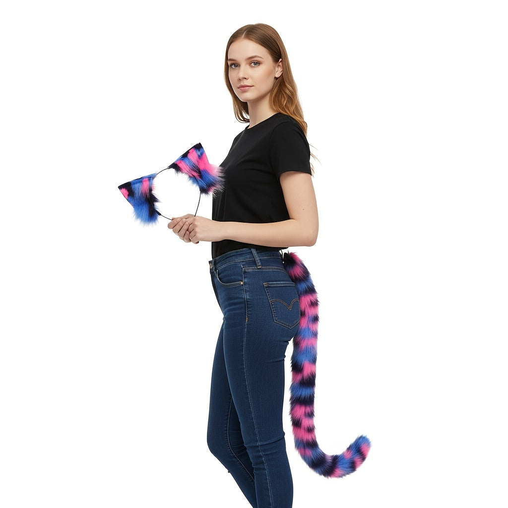christmas gift 2pcs plush cat set fluffy ear headband
