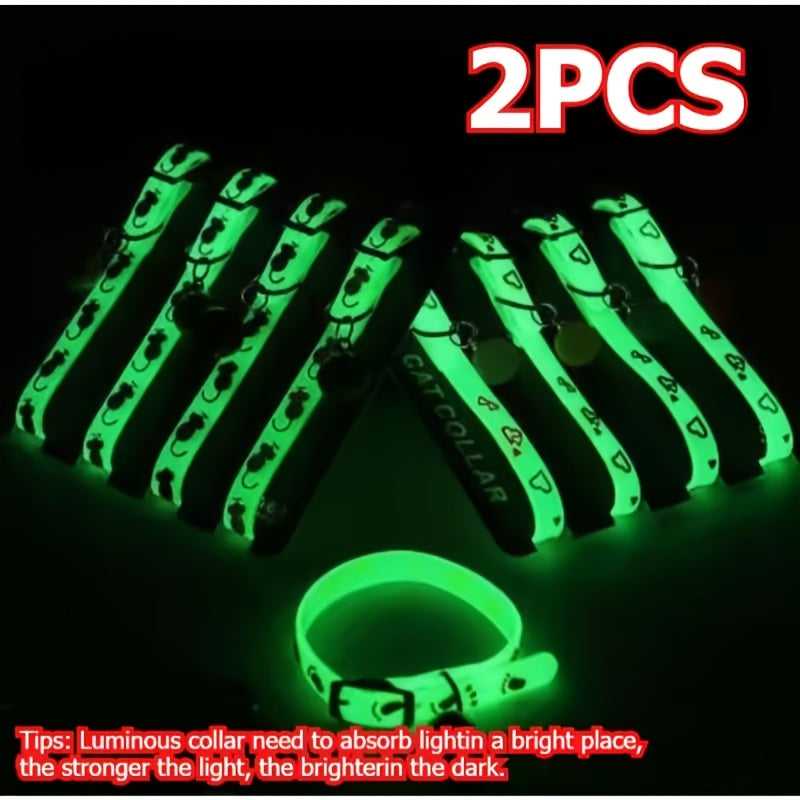 2pcs 1pc random color   collar bell luminous night
