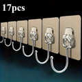 17pcs super strong   no drill hooks transparent