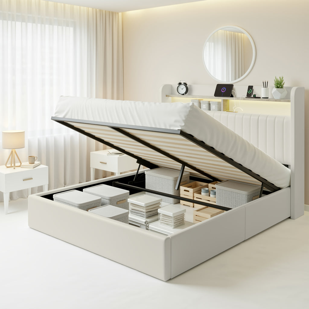 lift storage bed frame velvet vertical channel