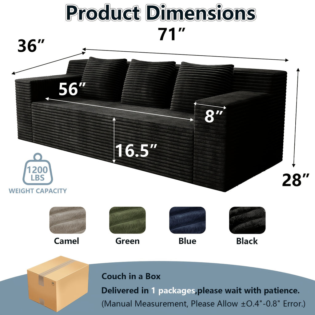 71 inch modern   no wooden frame living room sofa