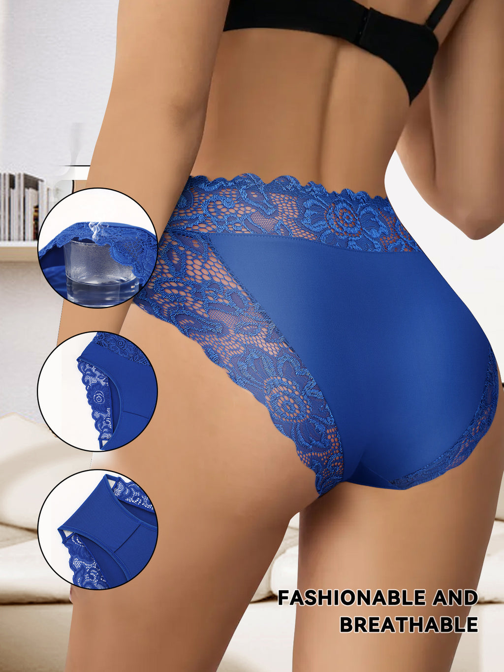 5pcs womens high waisted tummy control briefs elegant lace