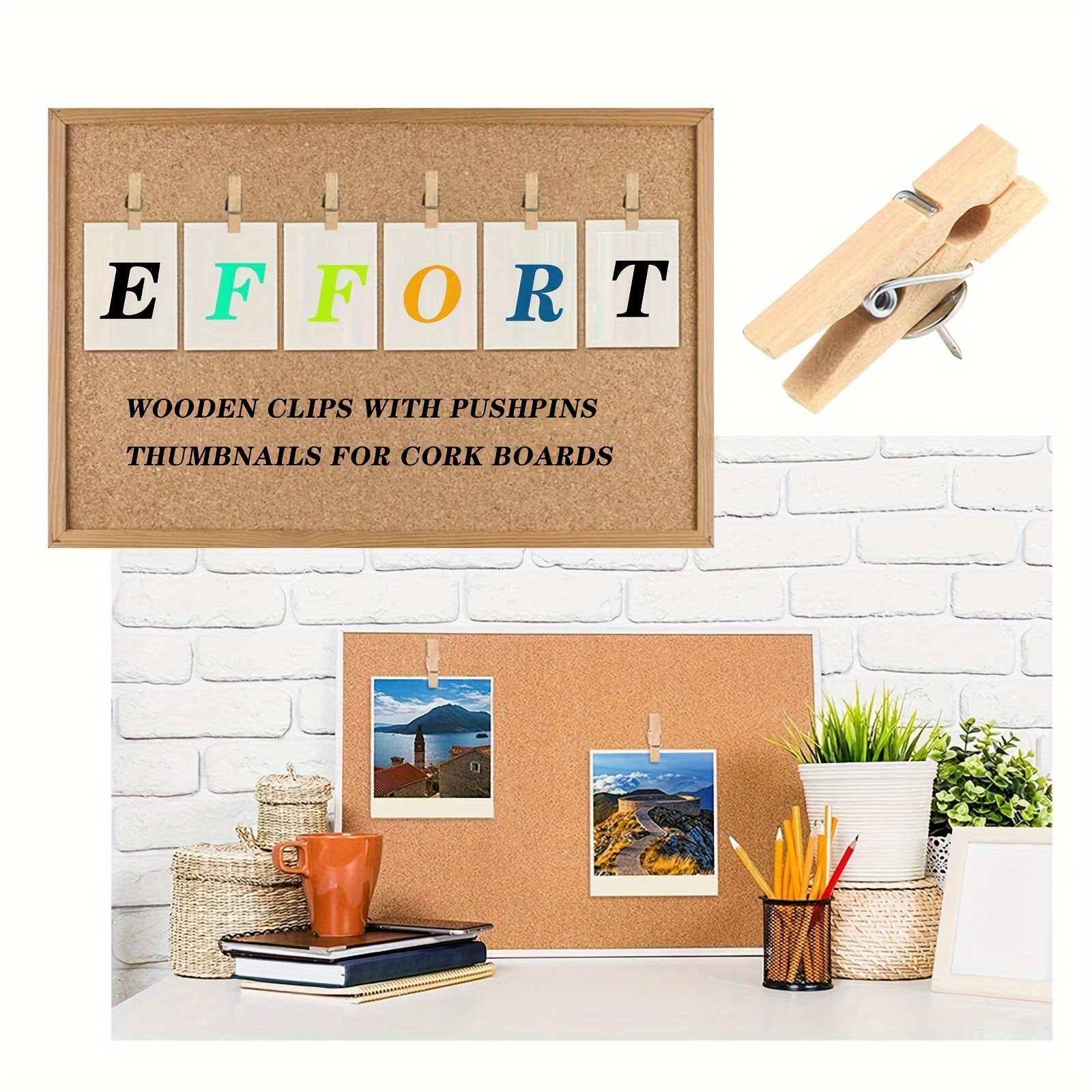 30pcs push pins wood holder set transparent box packaging