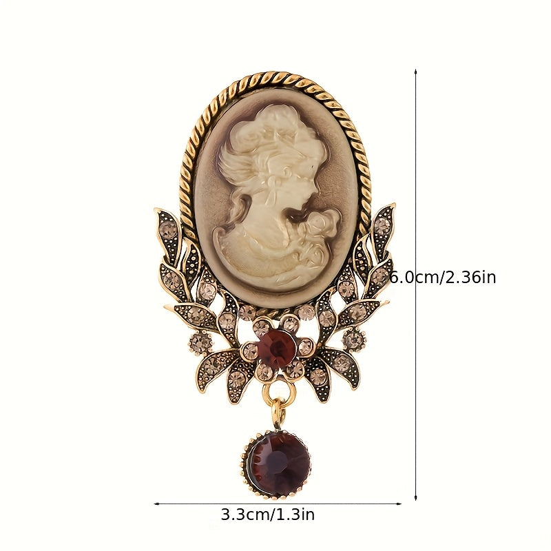 elegant red pendant cameo brooch sparkling
