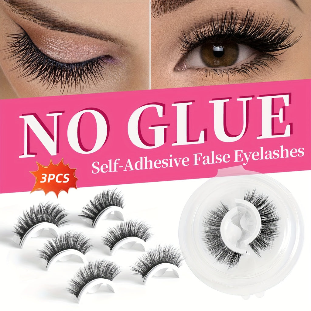 3 pairs reusable self   false eyelashes wearing tools