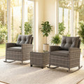 3pcs outdoor rocking chair set rattan wicker patio