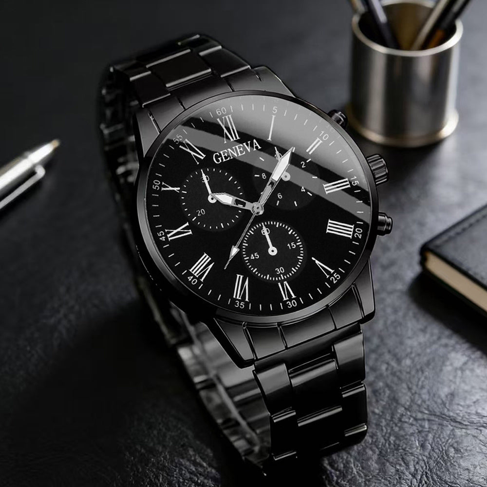 2pcs unisex fashion casual quartz watch combo set perfect