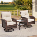 3pcs patio wicker glider rocker set 360 degree swivel