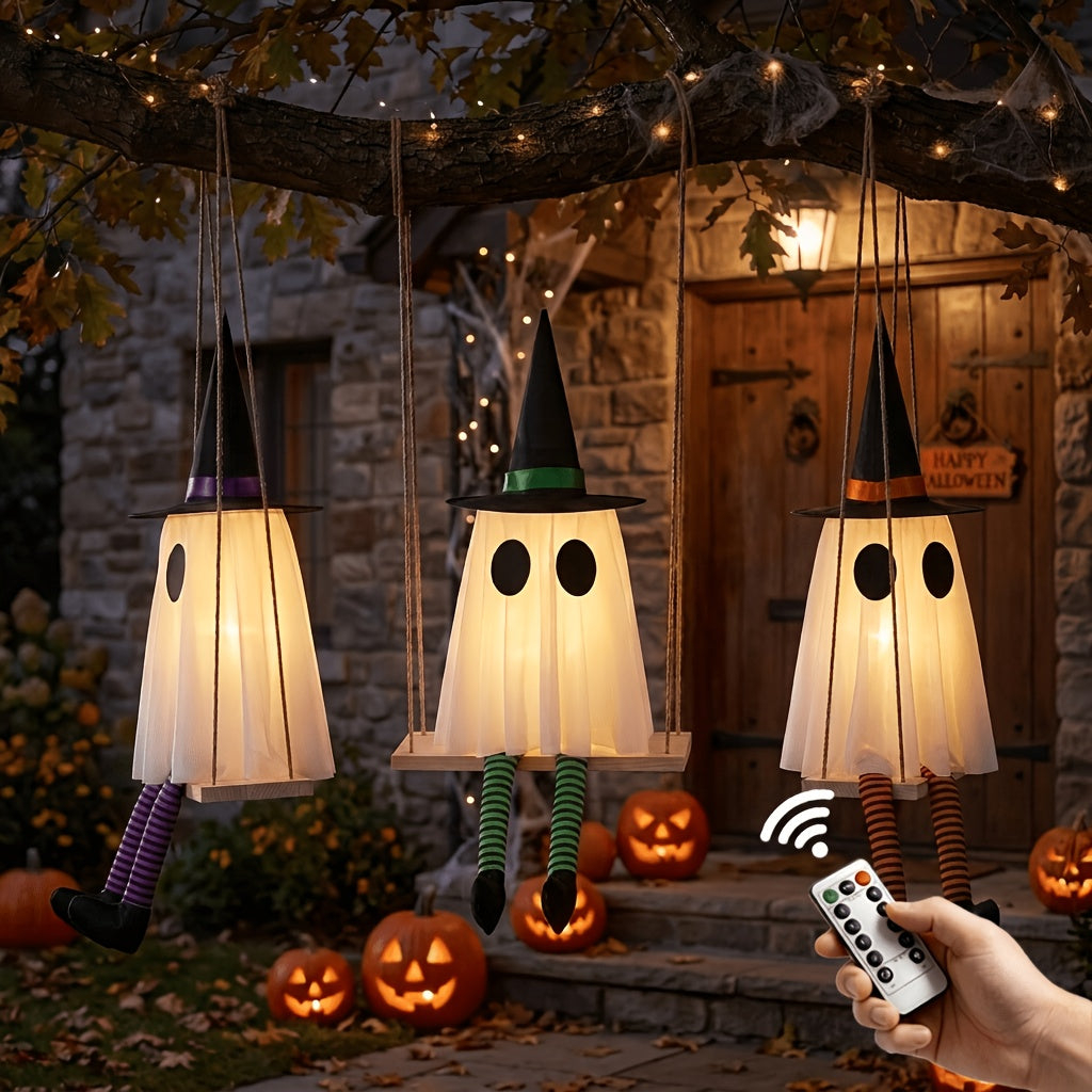 set 3 halloween hanging swing ghosts halloween decorations