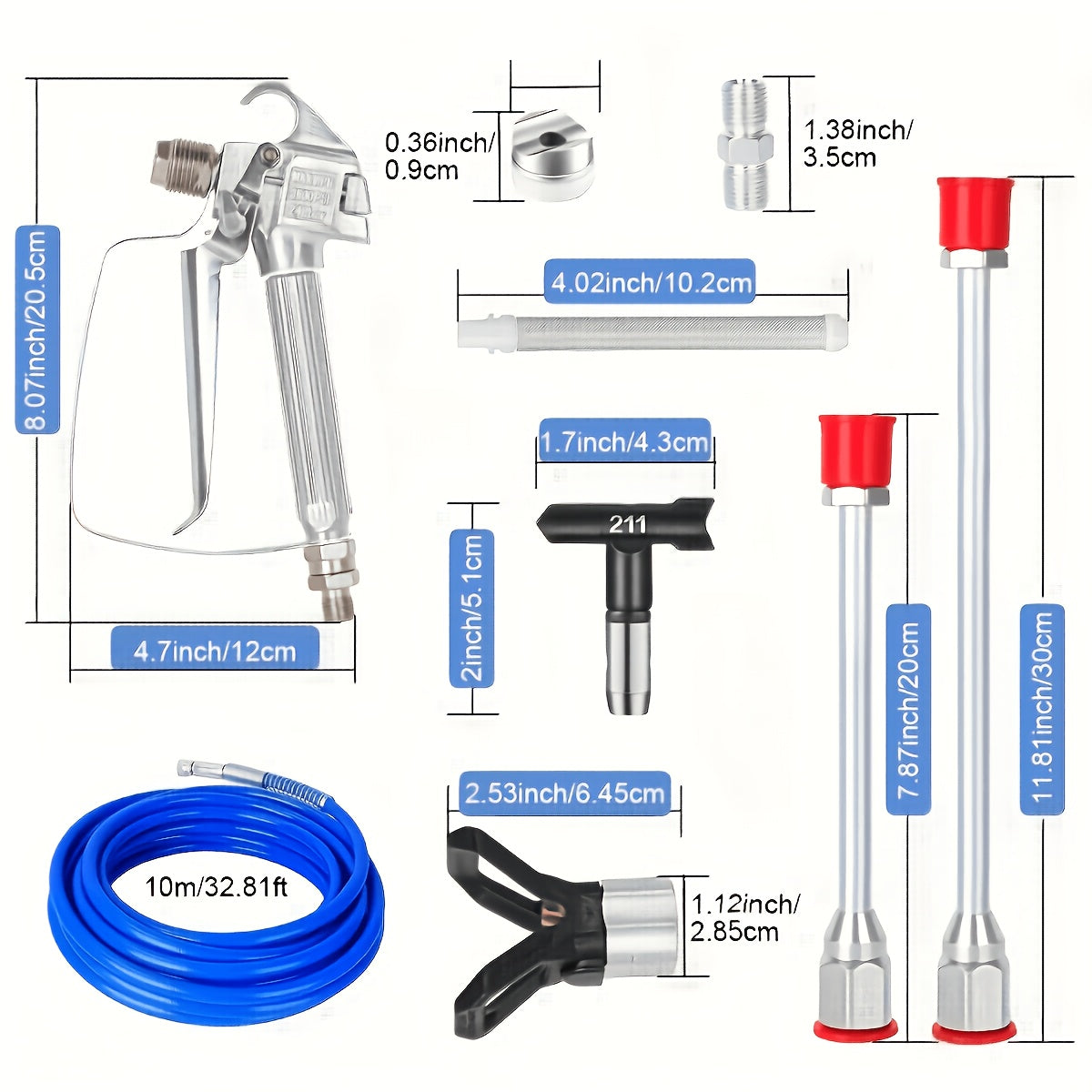 17 in 1 airless spray gun accessory kit sprayer main unit