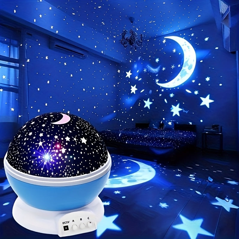 3d rotating star moon projector night light usb powered
