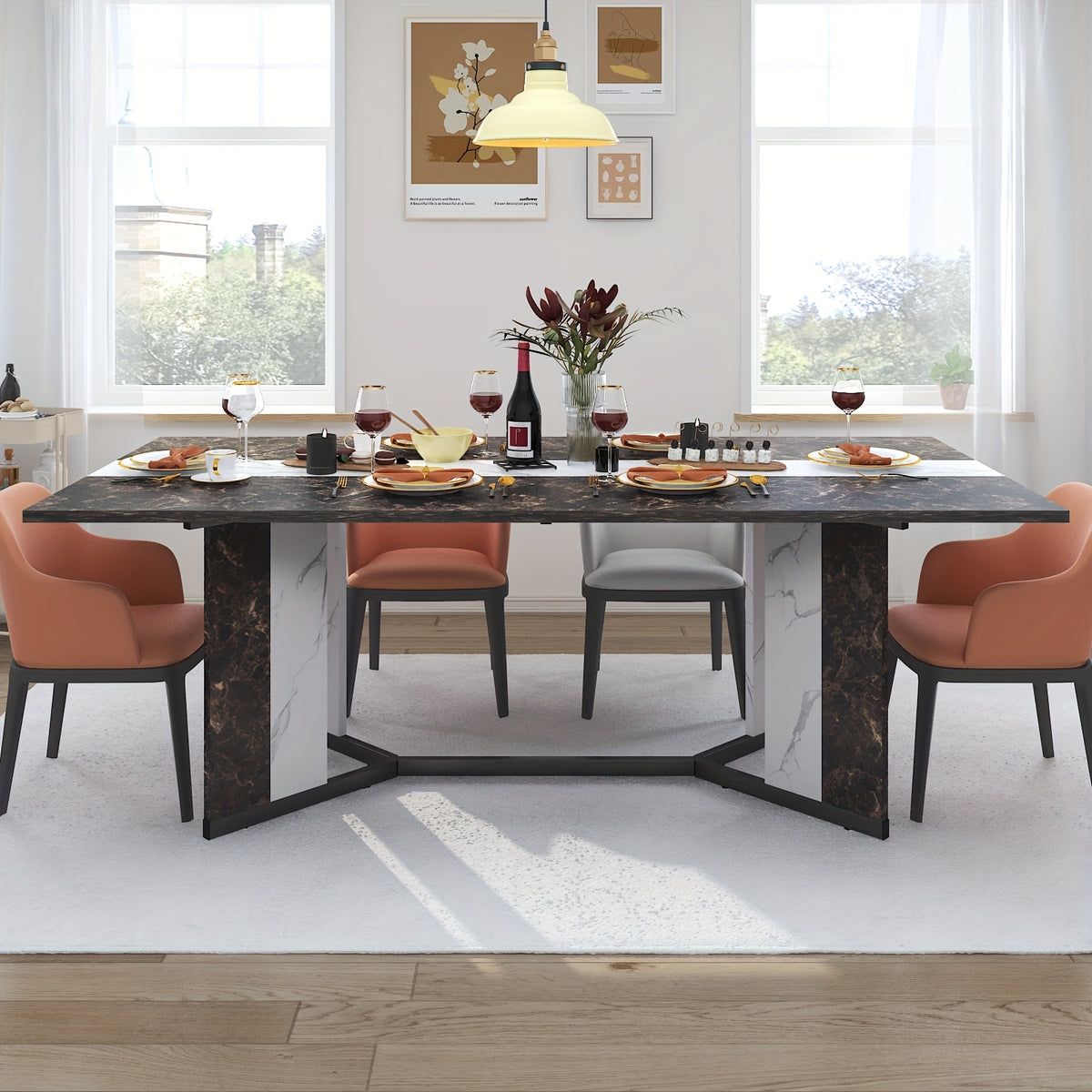 71 rectangle modern dining table office   room