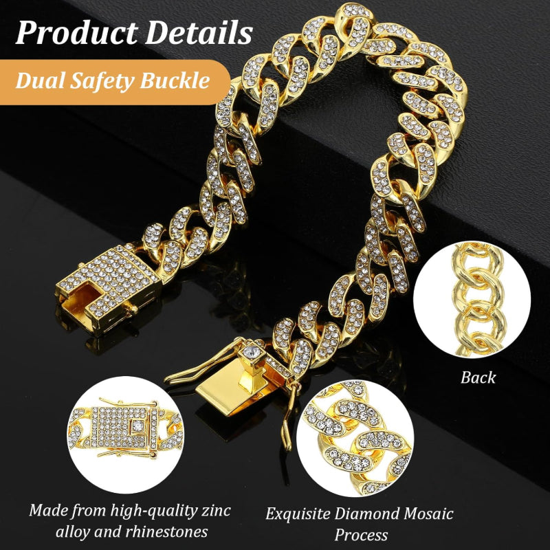 2pcs   chain collar 8 inch dog chain collars cuban