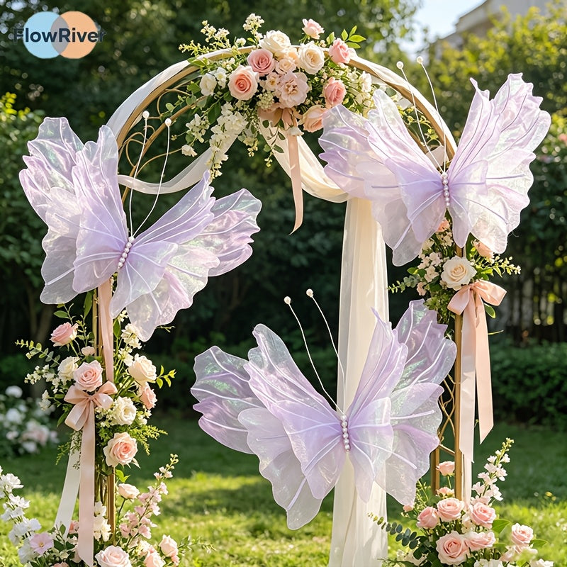 3pcs hangable wedding decorations tinsel gauze artificial