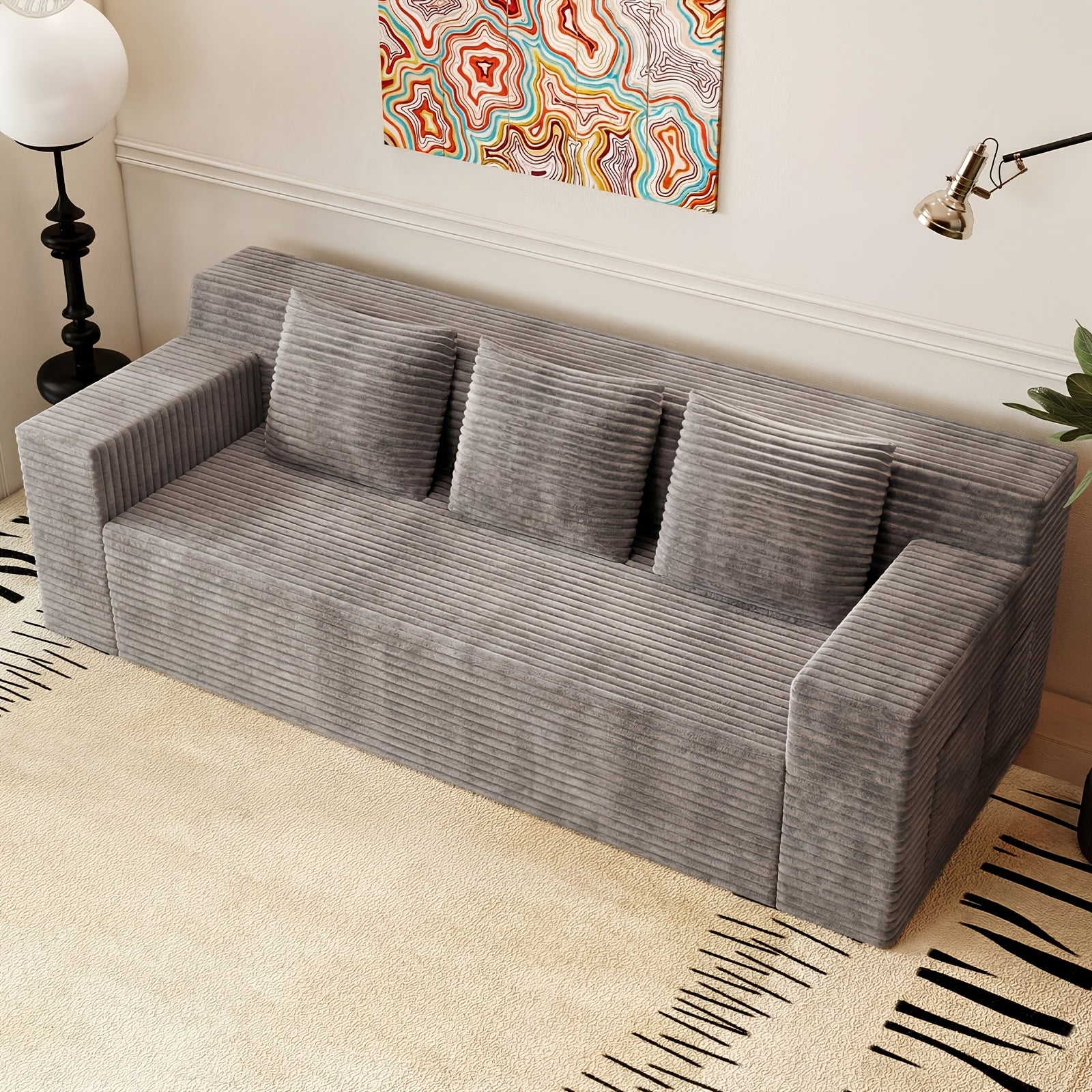 71 inch modern   no wooden frame living room sofa