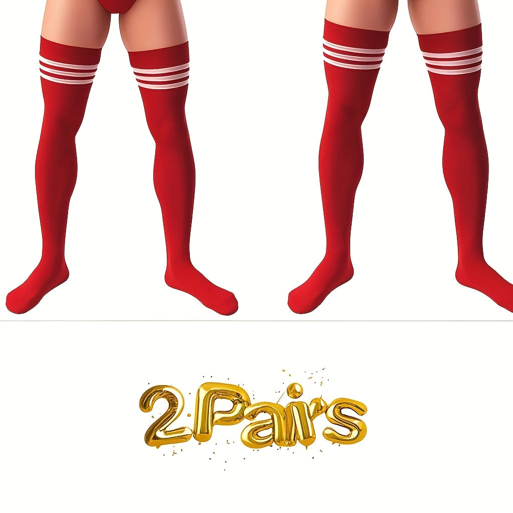 mens velvet striped knee socks   xl football
