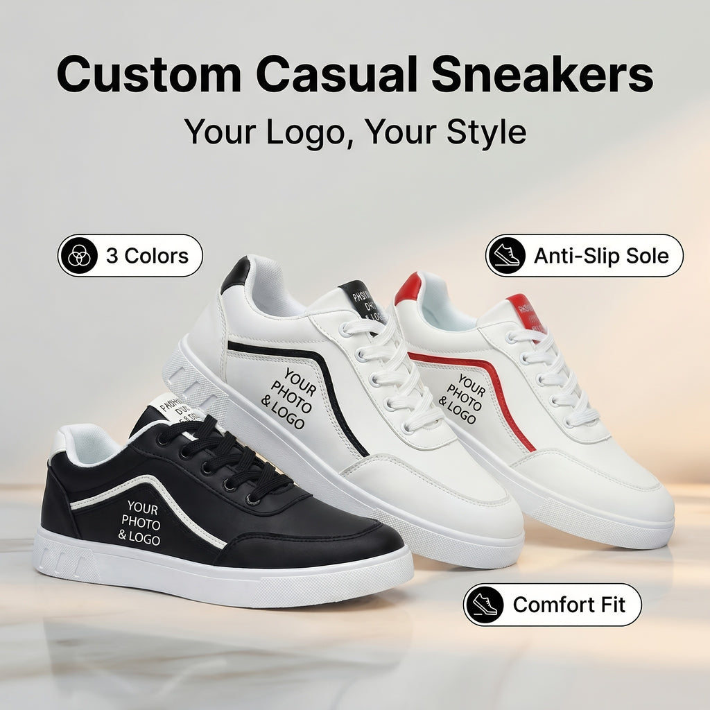 sneakers custom photo image text name black white low top