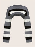 y2k oversized striped sweater relaxed fit short cropped