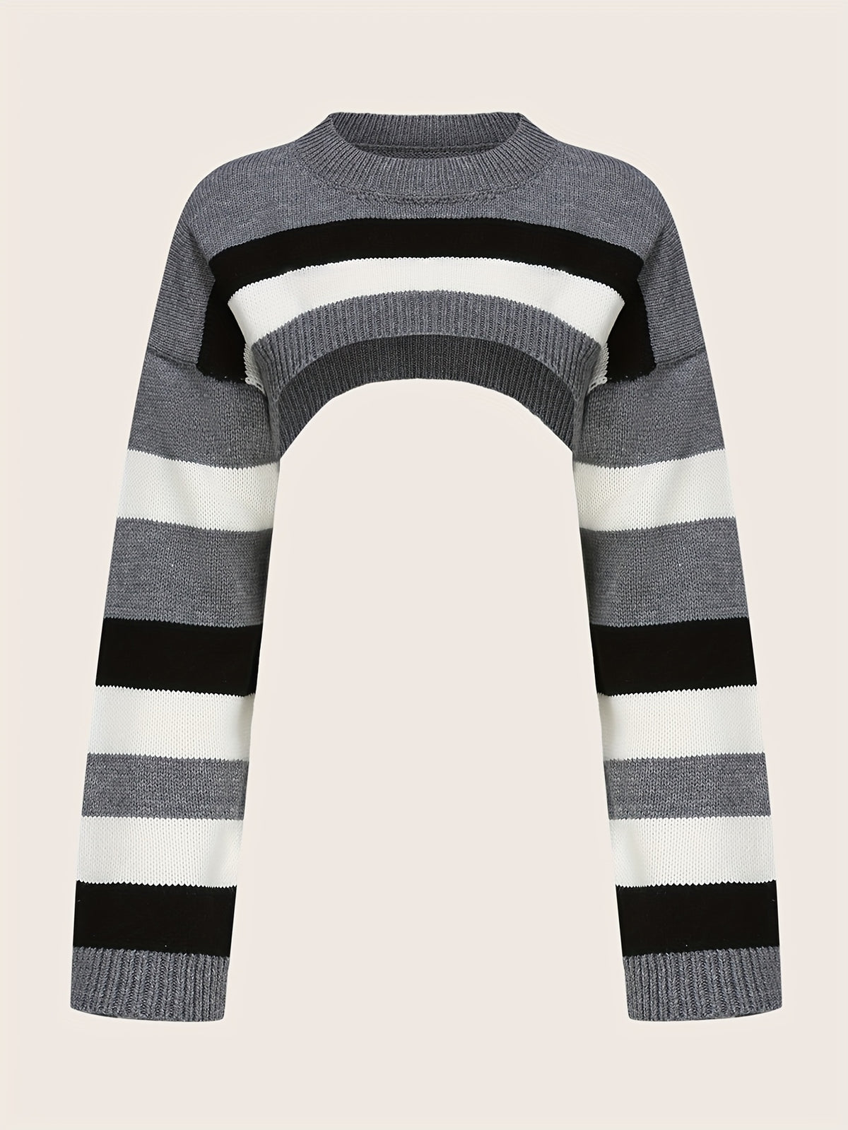 y2k oversized striped sweater relaxed fit short cropped