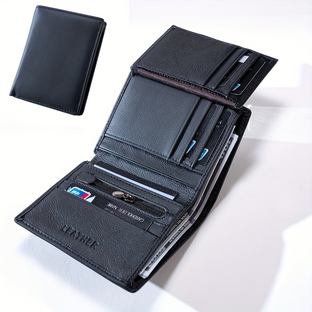 1pc genuine leather wallets men vintage thin vertical short