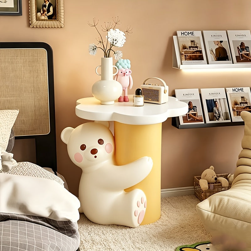 solid handcrafted resin hugging bear figurine side table
