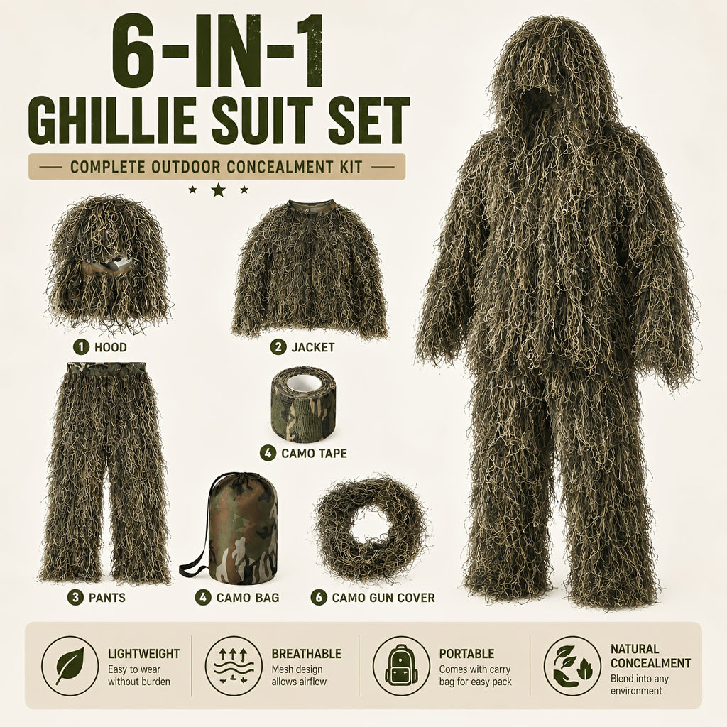 6 in 1   ghillie suit polyester   desert