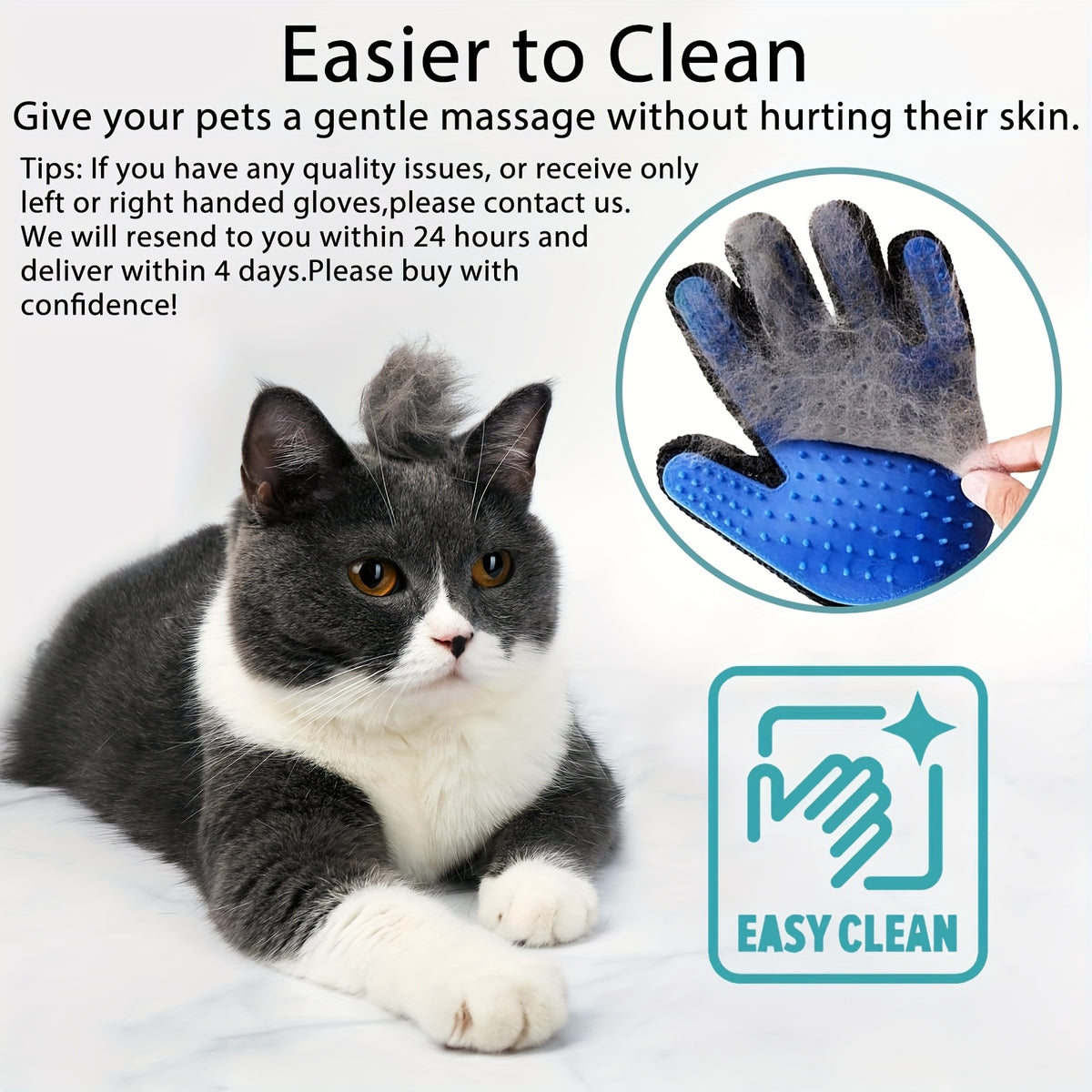 2pcs pet grooming gloves silicone hair removal massage