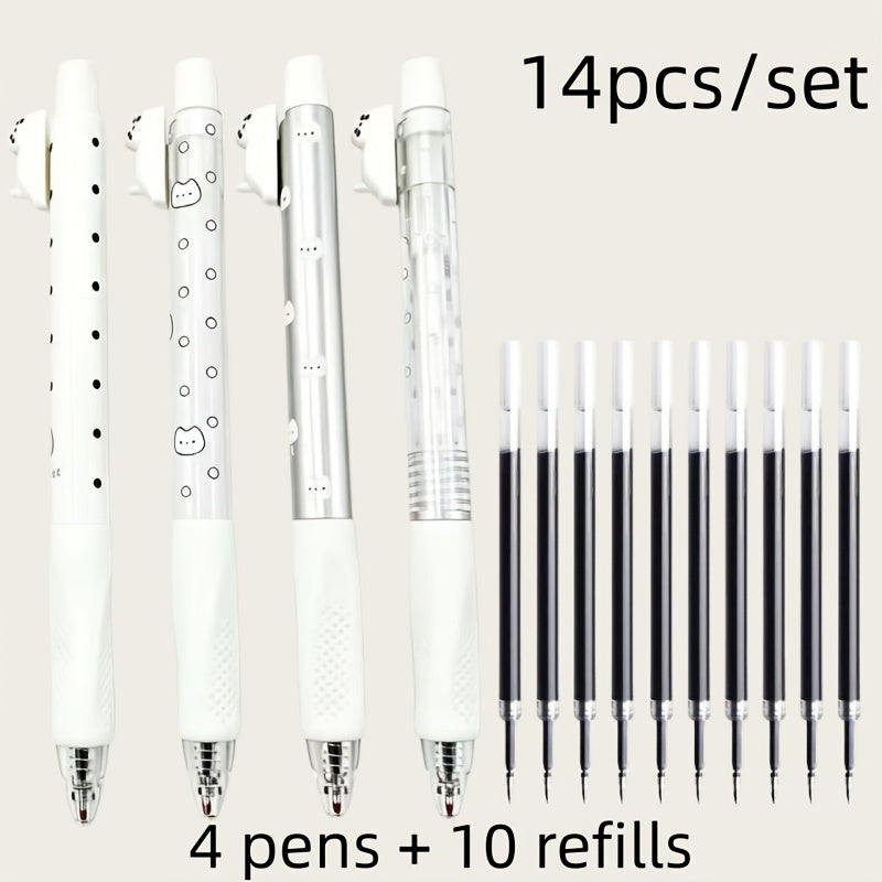 14 pack cute cat shaped   pens 0 5mm fine tip black