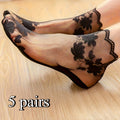5 pairs womens thin lace short socks breathable lightweight