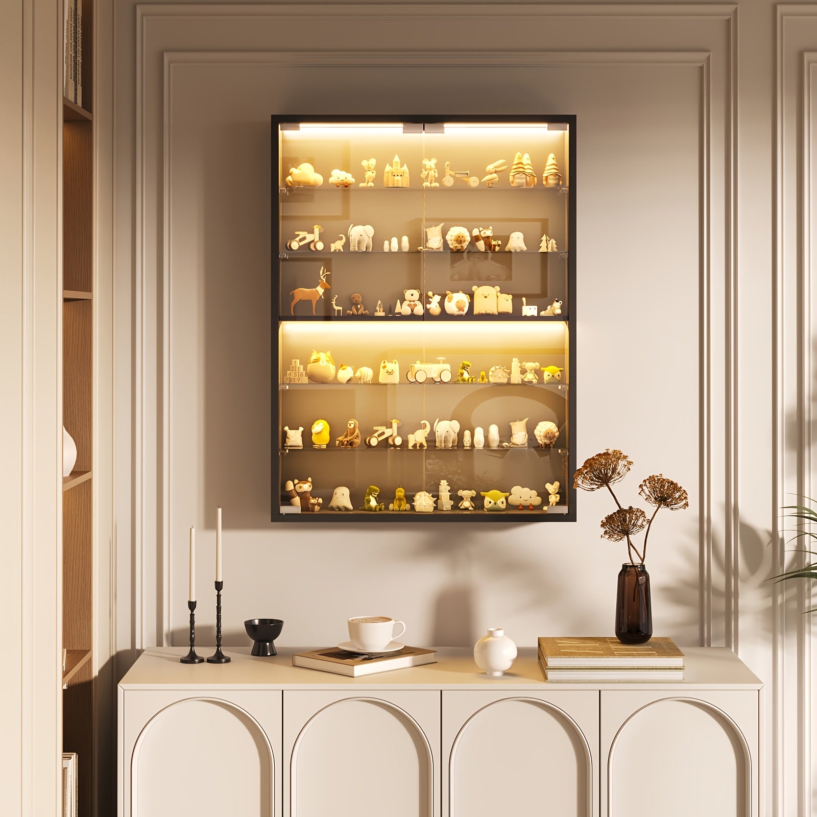 1pc wall mounted glass display cabinet 6 tier small display