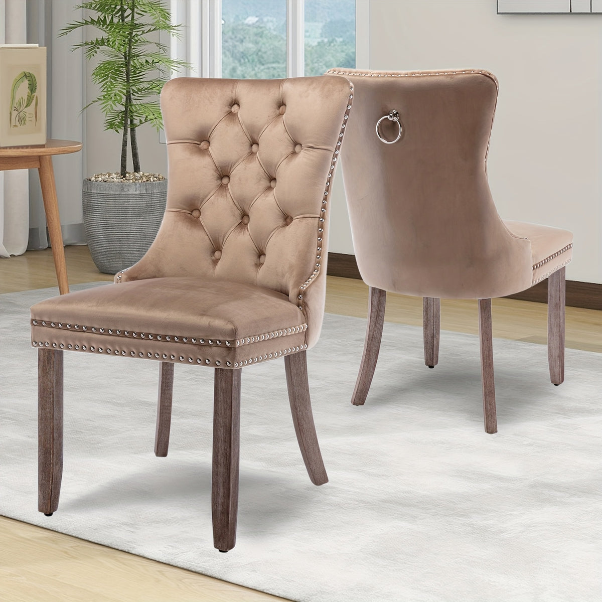 velvet upholstered dining chairs set 2 wingback dining room
