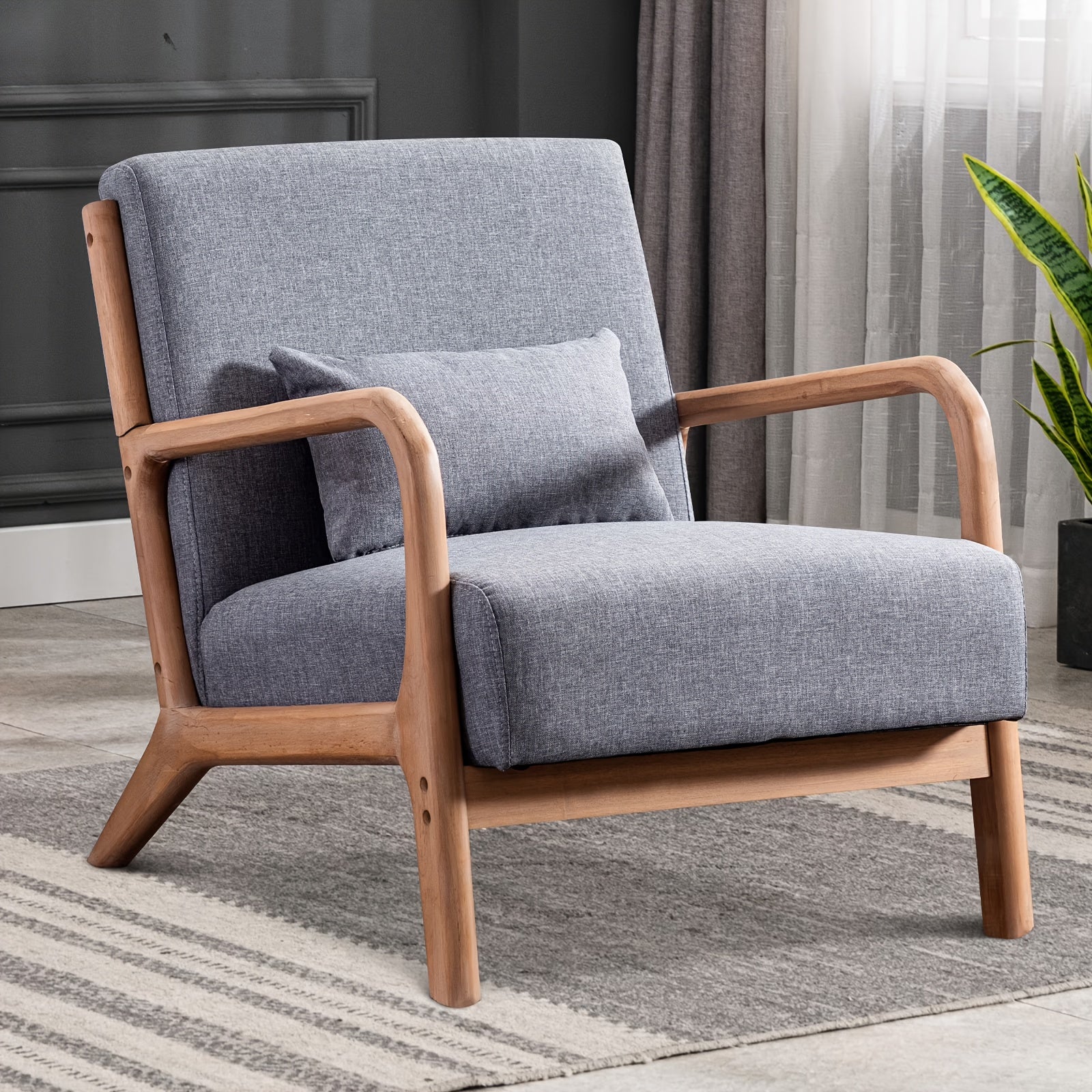 century modern accent chair linen fabric upholstered