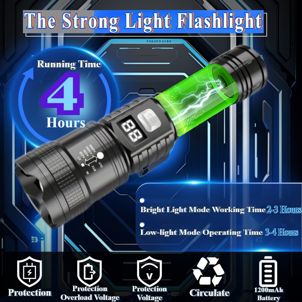 4pcs rechargeable high power led flashlights