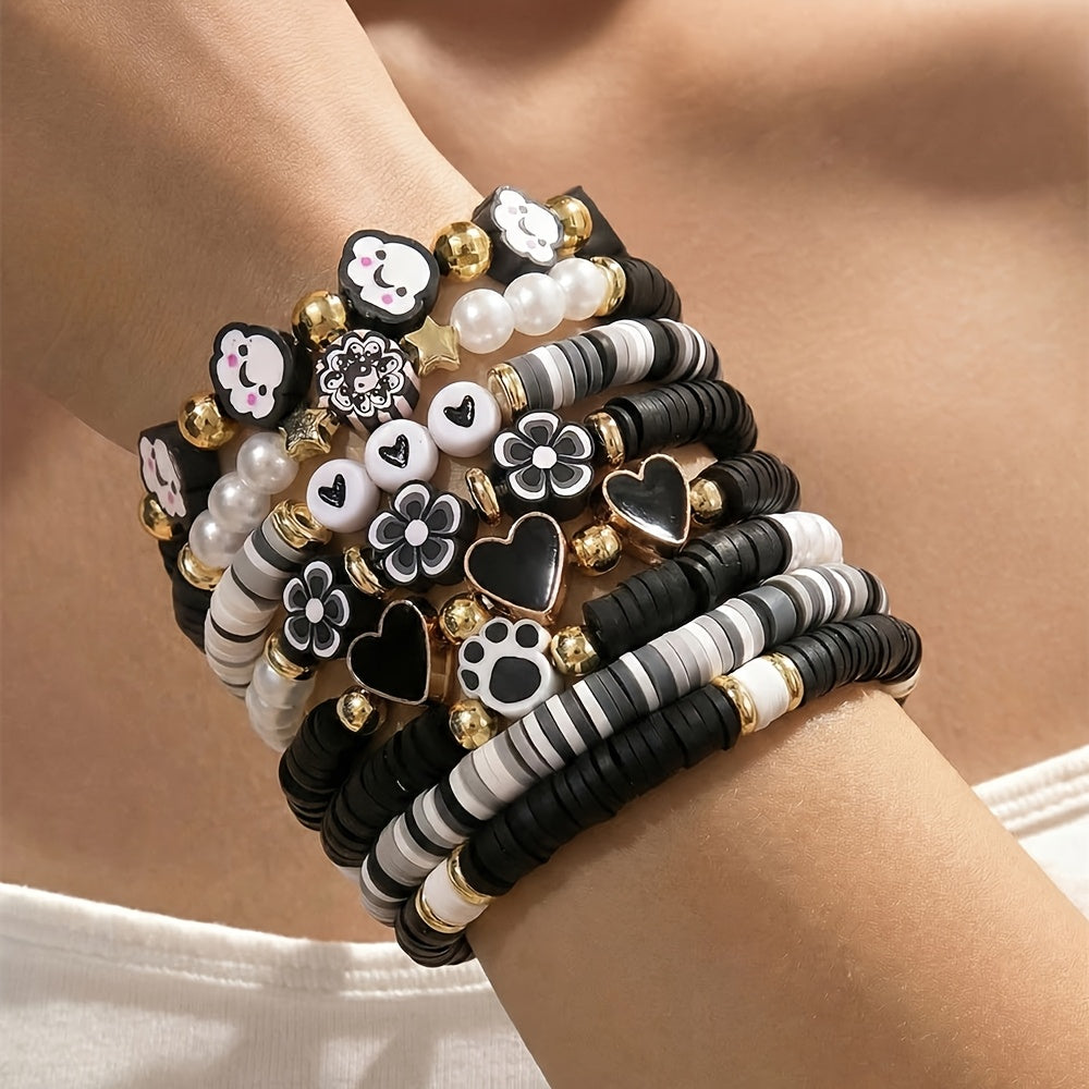 8pcs sweet cute floral heart themed pink multi layer