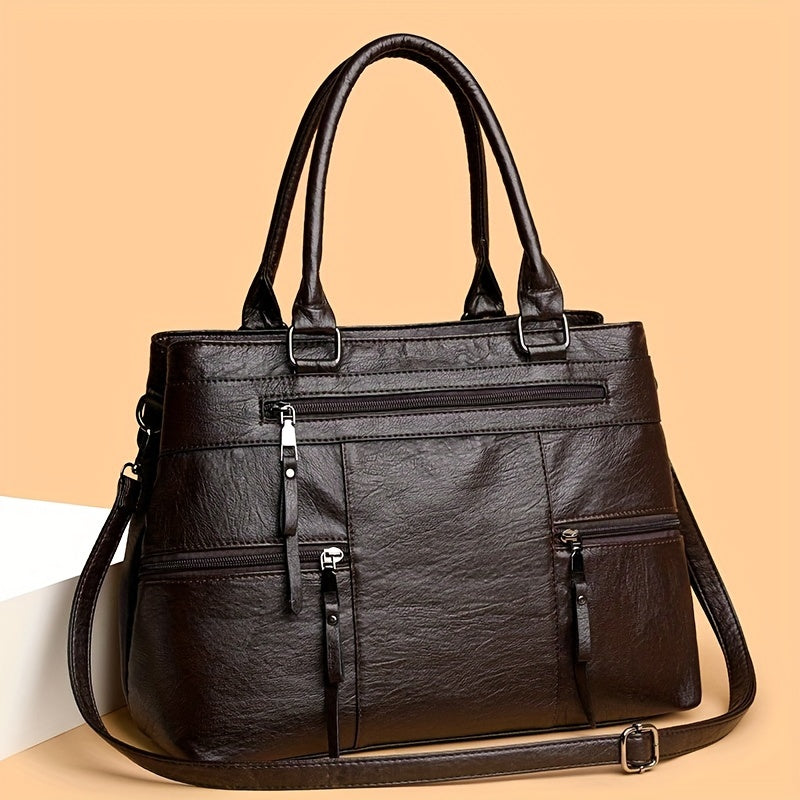womens shoulder bag fashion solid color handbag multi layer
